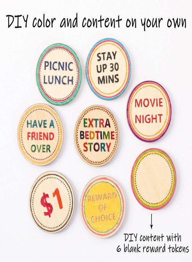 CypherX Easter Egg Fillers- Wooden Easter Reward Tokens, Easter Prizes Stuffers Coins, Family Night Tokens, 24 Redeemable Tokens+6 Blank DIY Tokens, Unique Family Easter Egg Hunt Activities- Coin - Image 4